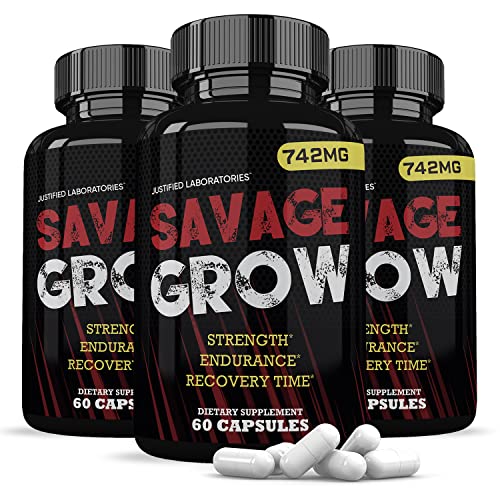 (3 Pack) Savage Grow 742MG All Natural Advanced Men’s Health Formula 180 Capsules