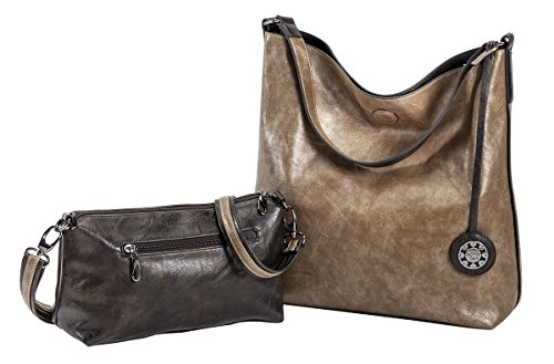 Sydney Love Women’s Reversible Hobo with Additional Cross Body Pouch, Olive/Bronze, Medium