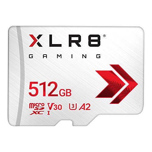 PNY XLR8 512GB Gaming Class 10 U3 V30 microSDXC Flash Memory Card – 100MB/s, Class 10, U3, V30, A2, 4K UHD, Full HD, UHS-I, micro SD