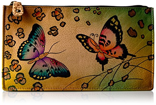 Anna by Anuschka Women’s Hand Painted Genuine Leather Organizer Wallet – Animal Butterfly