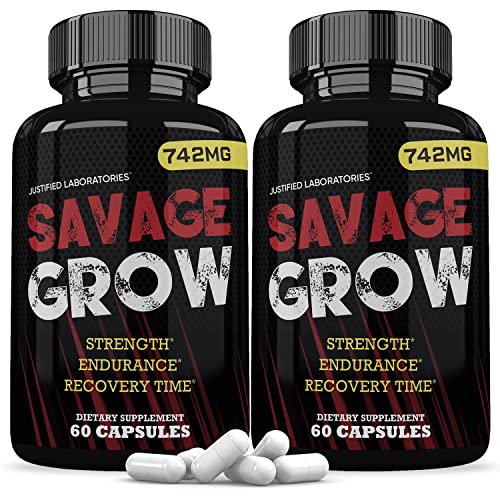 (2 Pack) Savage Grow 742MG All Natural Advanced Men’s Health Formula 120 Capsules