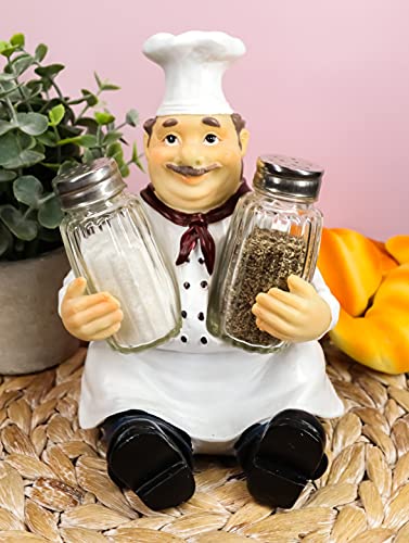 Ebros Italian Head Chef Mario Salt And Pepper Shakers Holder Figurine As Decorative Kitchen Dining Centerpiece Decor For Chefs Cooks Bistro Restaurant Themed Statue (Single)