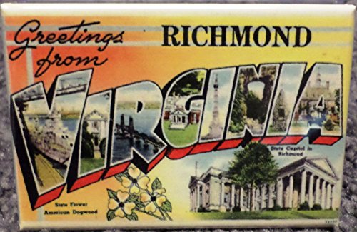 Greetings From Richmond Virginia Vintage Card 2″ x 3″ Refrigerator Locker MAGNET