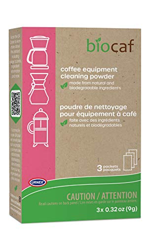 Urnex Biocaf Machine Cleaner-Cleaning Powder-3 Single Use Packets-Compatible with Keurig Delonghi Nespresso Ninja Hamilton Beach Mr Coffee, Pink