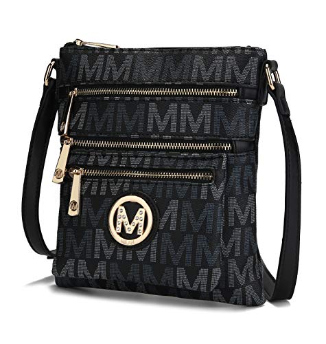 MKF Collection Crossbody Bag for Women – PU Leather Adjustable Strap Handbag – Side Messenger Purse, Shoulder Crossover Black