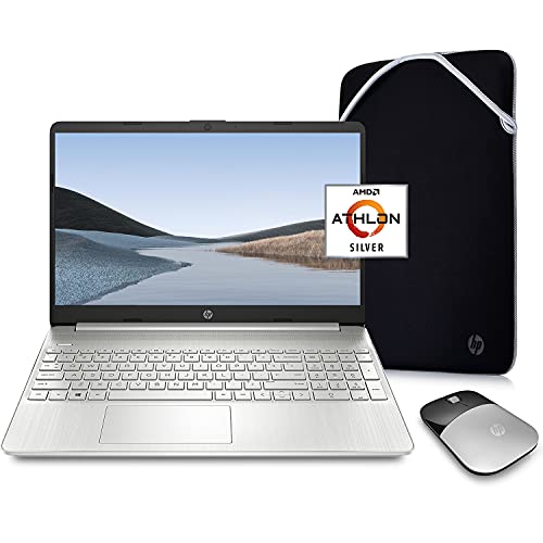 HP Pavilion Laptop (2021 Latest Model), AMD Athlon 3050U Processor, 8GB RAM, 128GB SSD, Long Battery Life, Webcam, HDMI, Bluetooth, WiFi, Silver, Win 10 with 1 Year Microsoft 365 + Oydisen Cloth