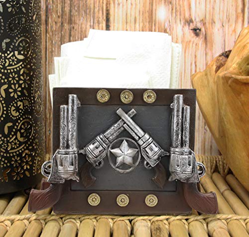 Ebros Rustic Country Wild West Texas Star And Six Shooter Pistols Country Western Cowboy Napkin Holder Decorative Figurine As Kitchen Countertop Dining Table Accent Centerpiece Home Decorative
