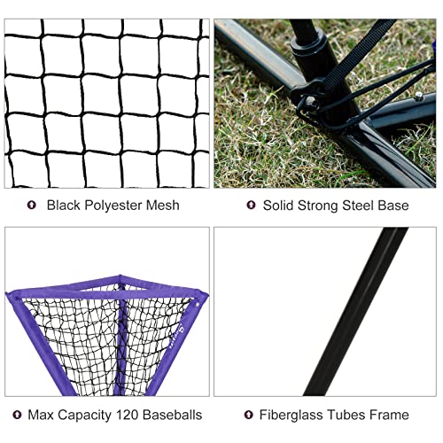 Soozier 7.5’x7′ Baseball Practice Net Set w/Catcher Net, Tee Stand, 12 Baseballs for Pitching, Fielding, Practice Hitting, Batting, Backstop, Training Aid, Portable Training Equipment, Purple | The Storepaperoomates Retail Market - Fast Affordable Shopping