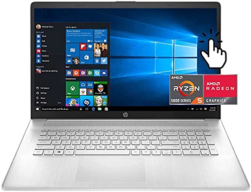 HP Laptop 17 17.3” Touch Screen Laptop, AMD Ryzen 5 5500U, 12GB RAM 1TB HDD, USB-C, HDMI, HD Webcam, Wi-Fi, AMD Radeon Graphics, Windows 10 Home, w/ Accessories (17.3” Touch| 12GB RAM| 1TB HDD)