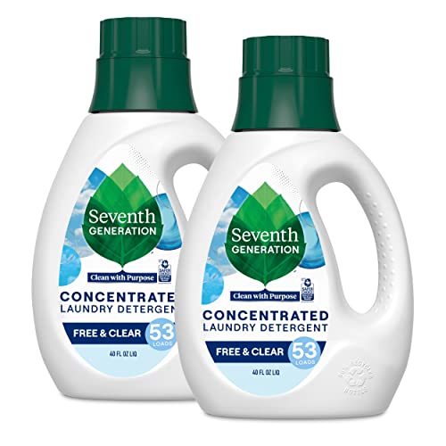 Seventh Generation Concentrated Laundry Detergent Liquid Free & Clear Fragrance Free 40 oz, Pack of 2