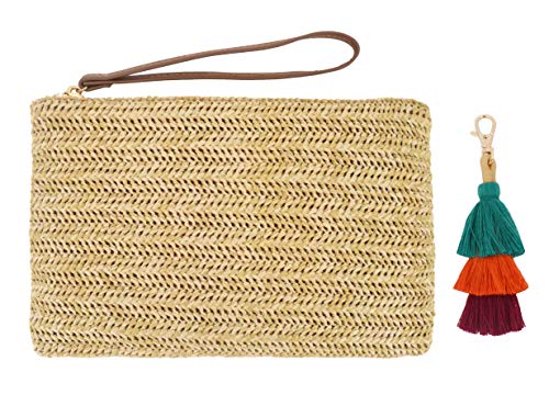 AGNETA Straw Clutch for Women Straw Purse Hand Wrist Type Summer Beach bag Handbags Wallet