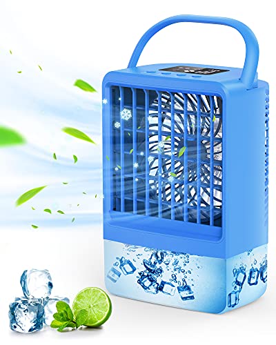 Portable Air Conditioner, Evaporative Air Cooler in 3 Speed Personal Mini Air Conditioner with LED Light, Evaporative Cooler for Home Bedroom Office Desk