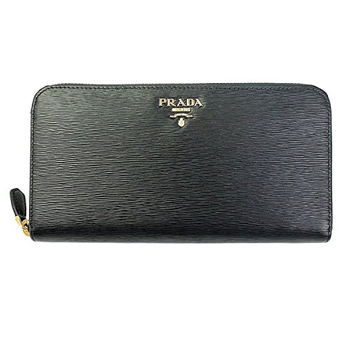 Prada Women’s Black Leather Long Wallet 1ml506 Vitello Move Nero Zip Around