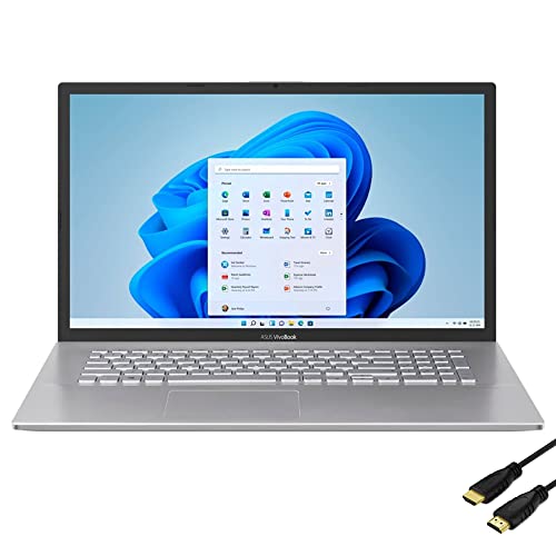 2021 Newest ASUS Vivobook 17.3″ HD+ Business and Family Laptop, Intel i7-1065G7, Lightweight, Chiclet Keyboard, Bundle with Woov HDMI, Windows 11 Home, Silver (12GB |256GB SSD | 1TB HDD, i7)