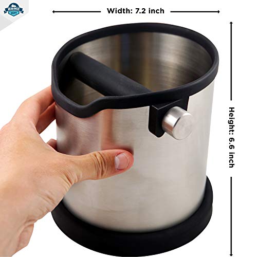 HOME DEPT Espresso knock box large and coffee grounds container. Stainless steel espresso machine accessories. Shock-absorbent knock bar with silicone cover for easy coffee ground disposal. | The Storepaperoomates Retail Market - Fast Affordable Shopping