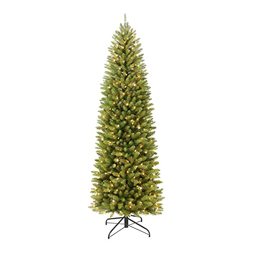 Puleo International 7.5 Foot Pre-Lit Fraser Fir Pencil Artificial Christmas Tree with 350 UL Listed Clear Lights, Green