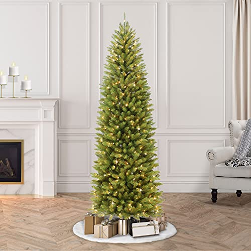 Puleo International 7.5 Foot Pre-Lit Fraser Fir Pencil Artificial Christmas Tree with 350 UL Listed Clear Lights, Green | The Storepaperoomates Retail Market - Fast Affordable Shopping