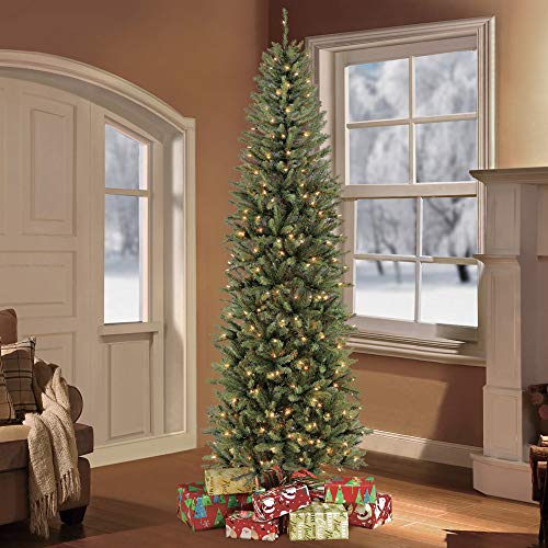 Puleo International 7.5 Foot Pre-Lit Fraser Fir Pencil Artificial Christmas Tree with 350 UL Listed Clear Lights, Green | The Storepaperoomates Retail Market - Fast Affordable Shopping