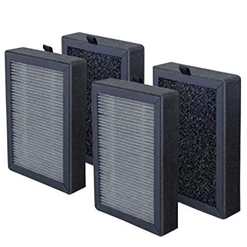 LeadCon 4 Pack LV-H128True HEPA Replacement Filter Compatible for LEVOIT LV-H128 / PUURVSAS (HM669A) / ROVACS (RV60) Air Purifiers,Part LV-H128-RF