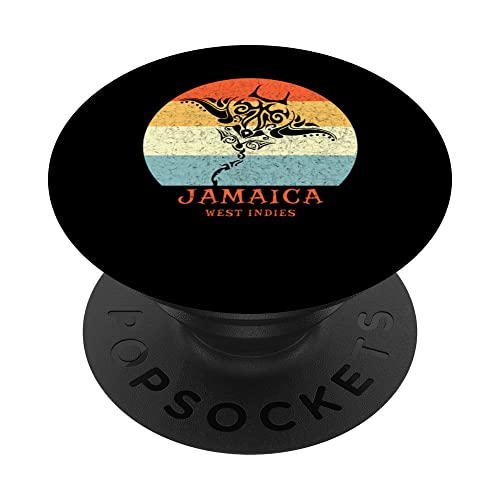 Jamaica, West Indies Vintage Tribal Manta Ray Vacation PopSockets Swappable PopGrip