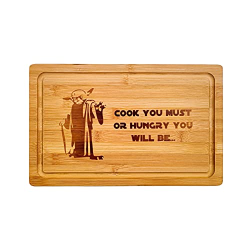 YUKEI Yoda Cook You Must or Hungry You Will Be 15” x 9.4” Chopping Board