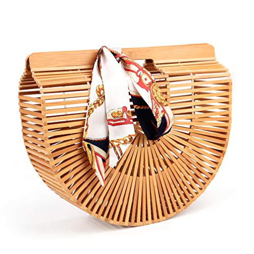 Samuel Bamboo Bags for Women Summer Straw Wooden Beach Purse Handmade Basket Handbags Vacation Essentials Must Haves