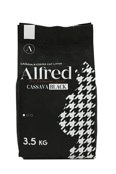 Alfred Cassava Black, Natural Clumping Cat Litter from Upcycled Coffee Grounds and Cassava, 7.7Lb/3.5KG