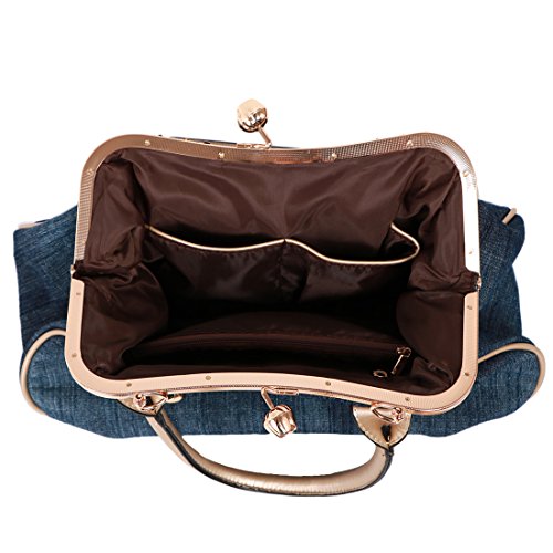 kilofly Women’s Large Flower Denim Satchel Handbag Shoulder Bag + KF Money Clip | The Storepaperoomates Retail Market - Fast Affordable Shopping
