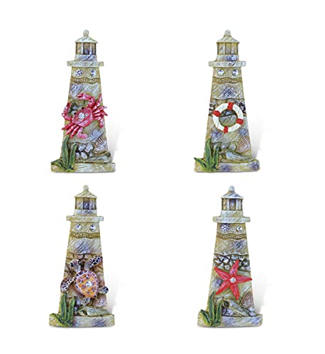 COTA Global Lighthouse Refrigerator Rockstone Magnets Set of 4 – Assorted Resin Beach Design, Fun & Cute Nautical Ocean Magnets for Kitchen Fridge, Locker, Home Decor & Office Decor Novelty – 4 Pack