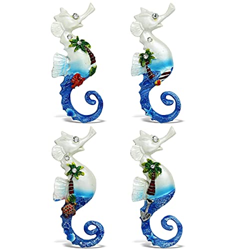 CoTa Global Seahorse Refrigerator Blue Sand Magnets Set of 4 – Assorted Resin Beach Design, Fun & Cute Sea Life Rhinestone Magnet For Kitchen Fridge, Locker, Home Decor & Office Decor Novelty – 4 Pack