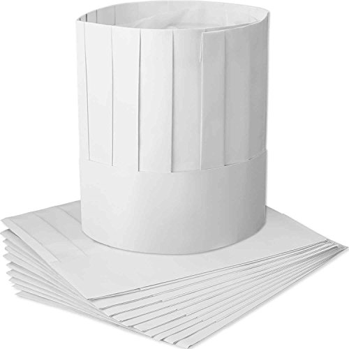 WILLBOND 12 Pcs Chef Hat Set 9 Inch Disposable Paper Chef Tall Hats Adjustable White Chef Hat for Men Women, Kitchen Cooking Chef Hat for Food Restaurants, Home Kitchen, Birthday Party