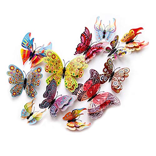 12PCS PVC 3D Butterfly Fridge Magnets Refrigerator Magnets Wall Stickers with Magnet for Wall Decor Art Decor Crafts Home Party Decoration