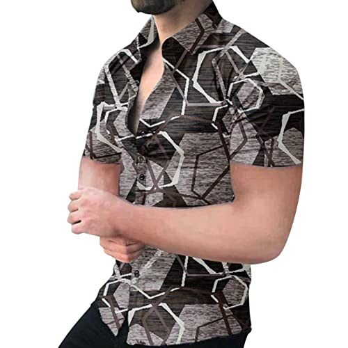 ZDFER Men’s Hawaiian Shirts Floral Printed Button Down Shirts Short Sleeve Regular Fit Summer Plus Size Beach Shirts Mens Christmas Shirts Golf Shirts Ping Golf Shirts for Men Polo Shirts for Men