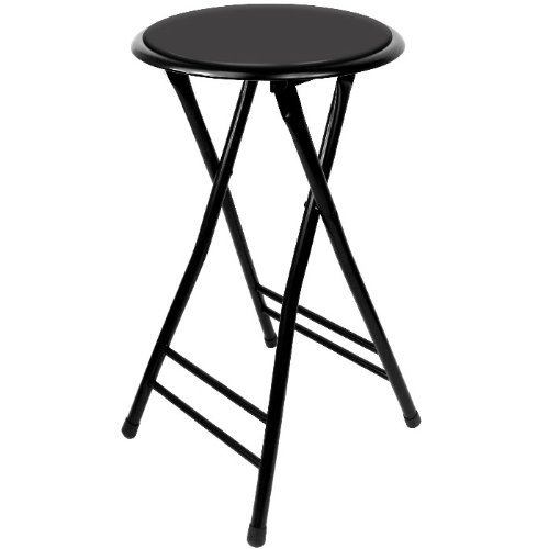 24-Inch Counter Height Bar Stool – Backless Folding Chair with 300lb Capacity for Kitchen, Recreation Room, or Game Room by Trademark Home (Black) Set of 2