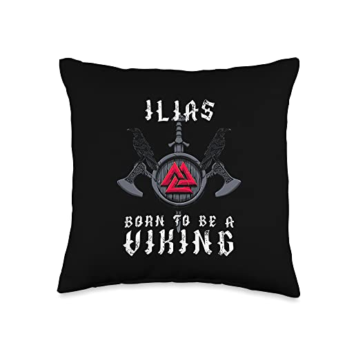 Personalized Viking Gift Idea And Norse Quotes Ilias-Born to Be A Viking-Personalized Throw Pillow, 16×16, Multicolor