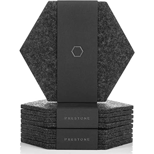 Coasters for Drinks Set of 9, Absorbent Felt Coasters with Double Holder and Unique Phone Coaster, Premium Package, Perfect Housewarming Gift, Protects Furniture (Hexagon, Charcoal)