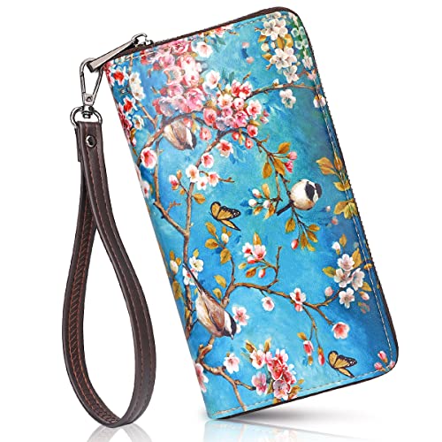 APHISON Women’s Wallets Large Capacity Clutch Wallet For Women Ladies Wallets Clearance Credit Card Holder Womens RFID Wallet Moon Cute Cow Cat Elephant Fox Cell Phone Purse 684-0170A