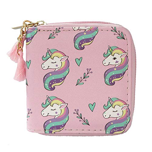 Timlee Cute Rainbow Pink Unicorn Wallet Girls Christmas Gift Women Short Wallets (unicorn E)