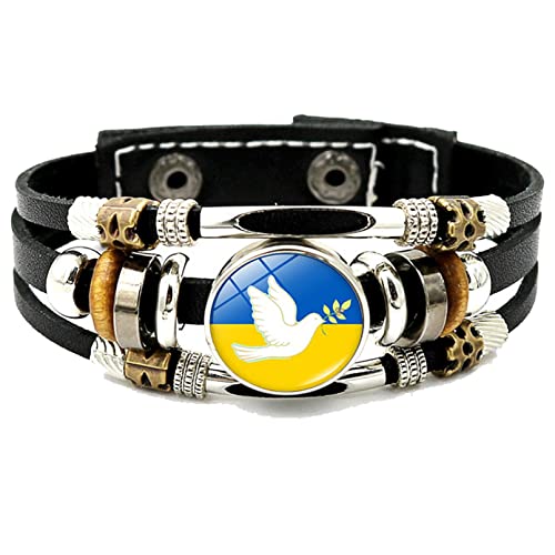 High End Ukraine Flag Bracelet Ukraine Leather Bracelet Ukraine Pigeon Wristband Bracelet for Women Men Boys Girls One Size STBRC050507 0