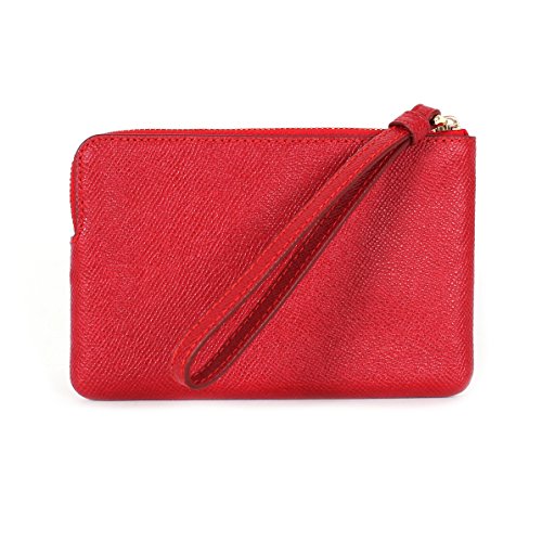 Coach Crossgrain Leather Corner Zip Wristlet True Red | The Storepaperoomates Retail Market - Fast Affordable Shopping