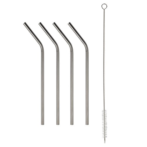 Home-X Stainless Steel Drinking Straws. Bent Style, 8-Inch (Set of 4)
