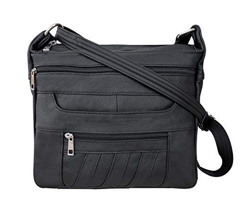 Black Leather Concealed Carry Handbag Roma 7082