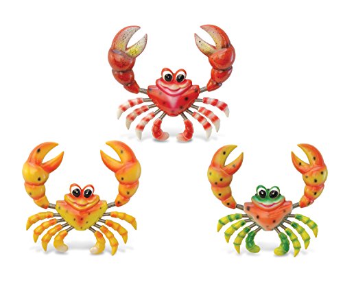 CoTa Global Cartoon Crab Refrigerator Bobble Magnets Set of 3 – Assorted Color Fun Cute Sea Life Animal Bobble Head Magnets For Kitchen Fridge, Home Decor, Cool Office and Decorative Novelty – 3 Pack