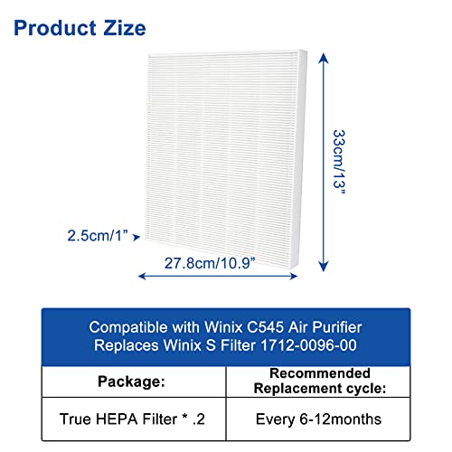 Anycore C545 Filter Hepa Only 2 Pack Compatible with Winix C545 Model S 1712-0096-00, Air Filter Replacement Compatible (2PC H13 Grade HEPA Filter) | The Storepaperoomates Retail Market - Fast Affordable Shopping