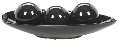 Hosley Decorative Bowl and Orb Set. Ideal Gift for Weddings Special Occasions and for Decorative Centerpiece in Your Living Dining Room (Black)