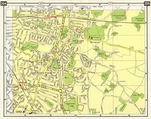 SE London Orpington St Mary Cray Broom Hill Kevingtown Derry Downs – 1965 – Old map – Antique map – Vintage map – Printed maps of London
