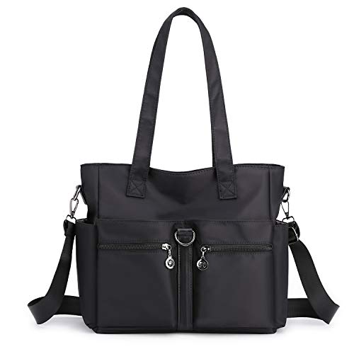 Fabuxry Women Casual Totes Handbags Shoulder Bags Purses Soft Nylon Bag Black