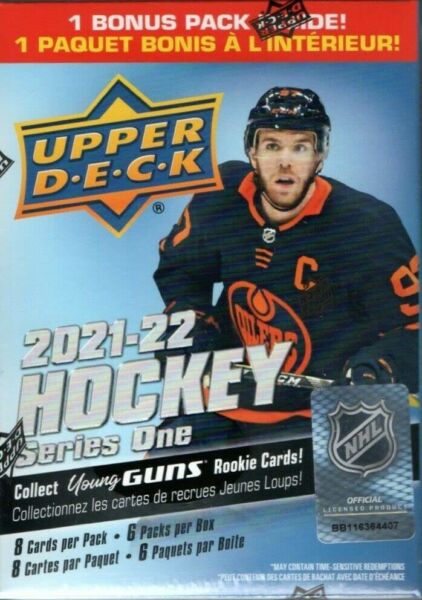 2021 2022 Upper Deck Hockey Series 1 Factory Sealed Unopened Blaster Box of Packs Possible Young Guns Rookies and Jerseys