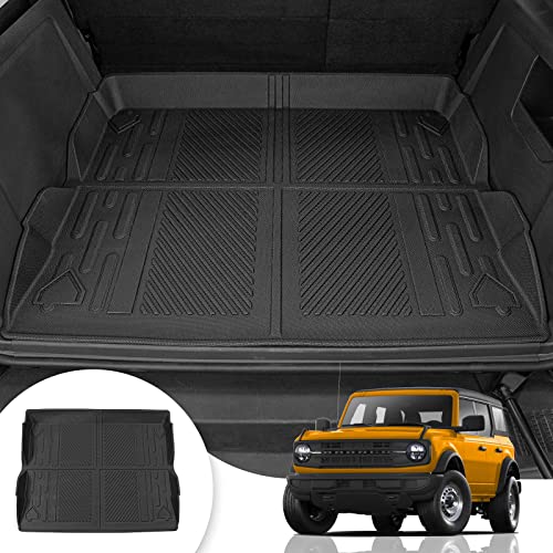 Maxzina Fit 2021 2022 2023 Ford Bronco Cargo Liners All-Weather TPE Rear Trunk Tray Cargo Mats for 2023 Ford Bronco Accessories 4 Doors (Not Fit Bronco Sport)