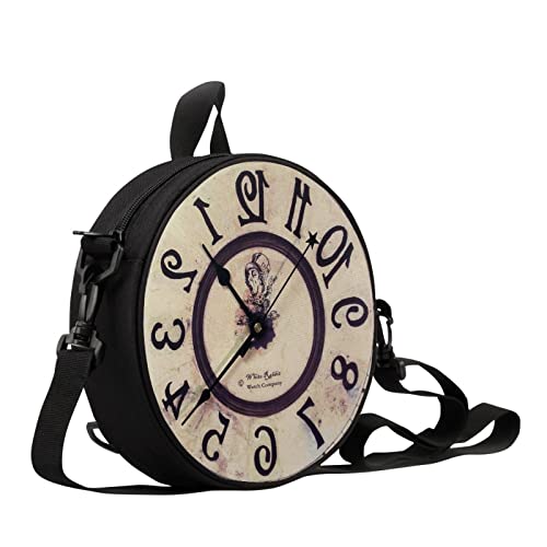 Sannovo Women’s Clock Print Round Clock Purse Women’s Shoulder Handbags with Zippered Soft Durable Crossbody Bag for Outdoor